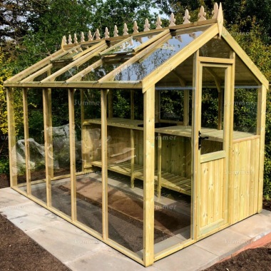Pressure Treated Greenhouse 510 - Toughened Glass, Fitted Free