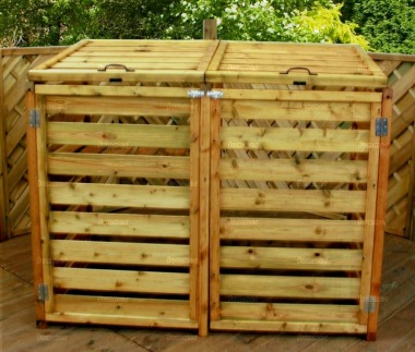 wheelie bin storage shed 279 - wooden slatted