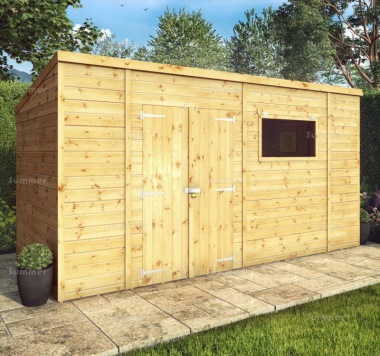 Pressure Treated Pent Shed 308 - Shiplap, Double Door Pressure Treated Pent Shed 308 - Shiplap, Double Door