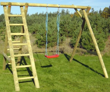 Wooden Swing Set 615 - Single Swing, 2 Ladders, Pressure Treated Wooden Swing Set 615 - Single Swing, 2 Ladders, Pressure Treated