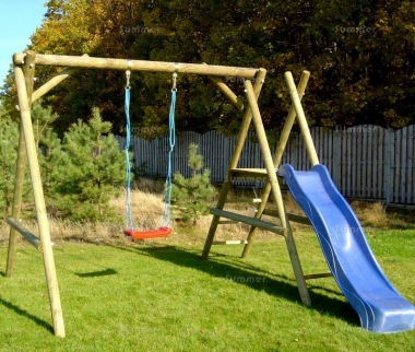 Wooden Swing Set 617 - Slide, Swing, Pressure Treated