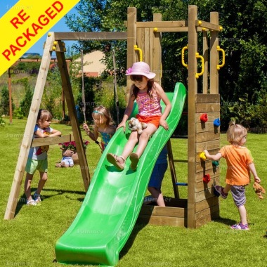 Repackaged Tower Play Centre 417 - Slide, Swing and Climbing Wall Repackaged Tower Play Centre 417 - Slide, Swing and Climbing Wall