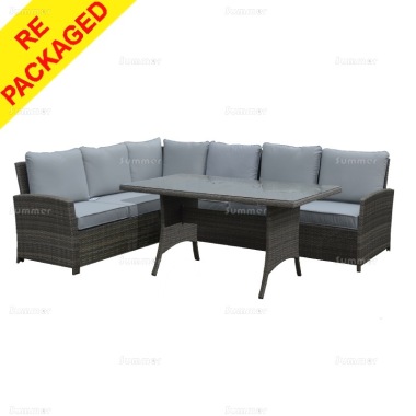 Repackaged 6 Seater Rattan Dining Set 418 - Steel frame, 100mm Cushions