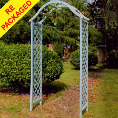 Repackaged Garden Arch 49 - Grey Finish, Diamond Trellis